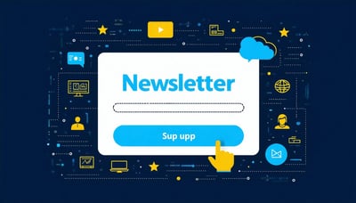 Newsletter signup with technology and leadership icons